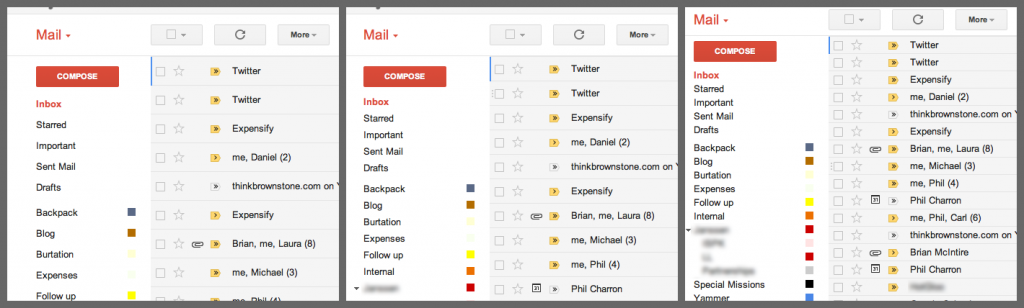 Examples of Gmail's Readability Options