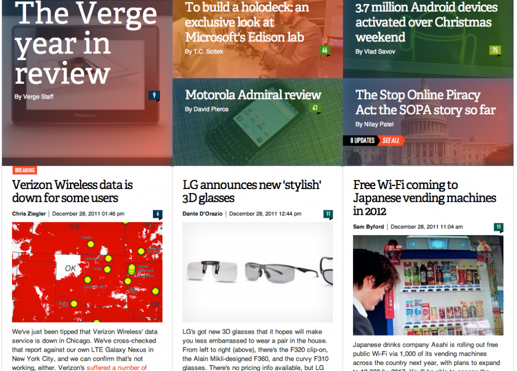 The Verge's home page