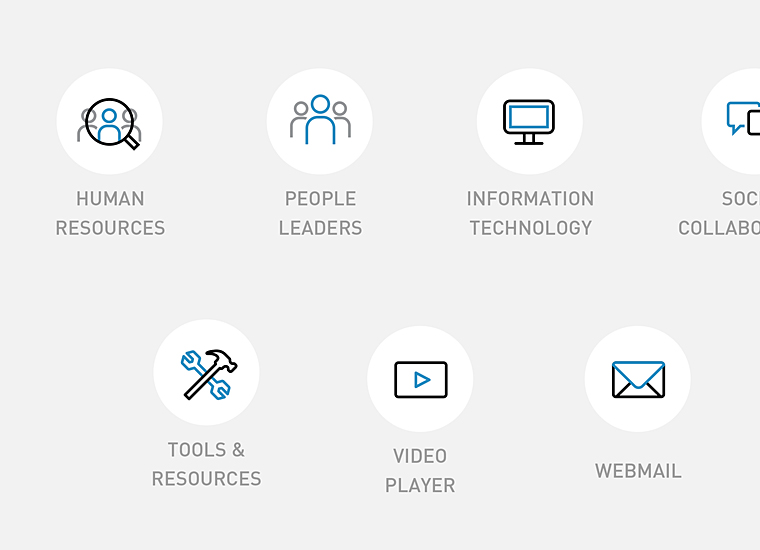 screenshot of corporate intranet navigation icons