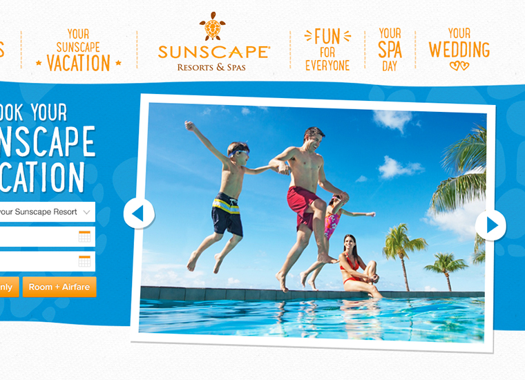 screenshot of travel company web page with family