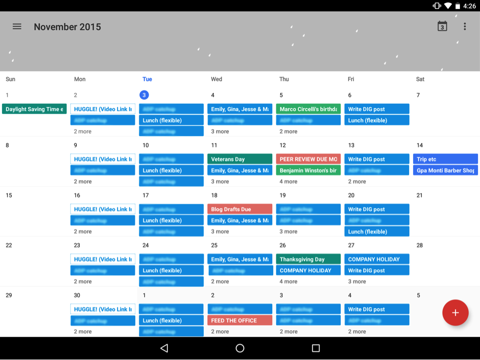 Google calendar month view