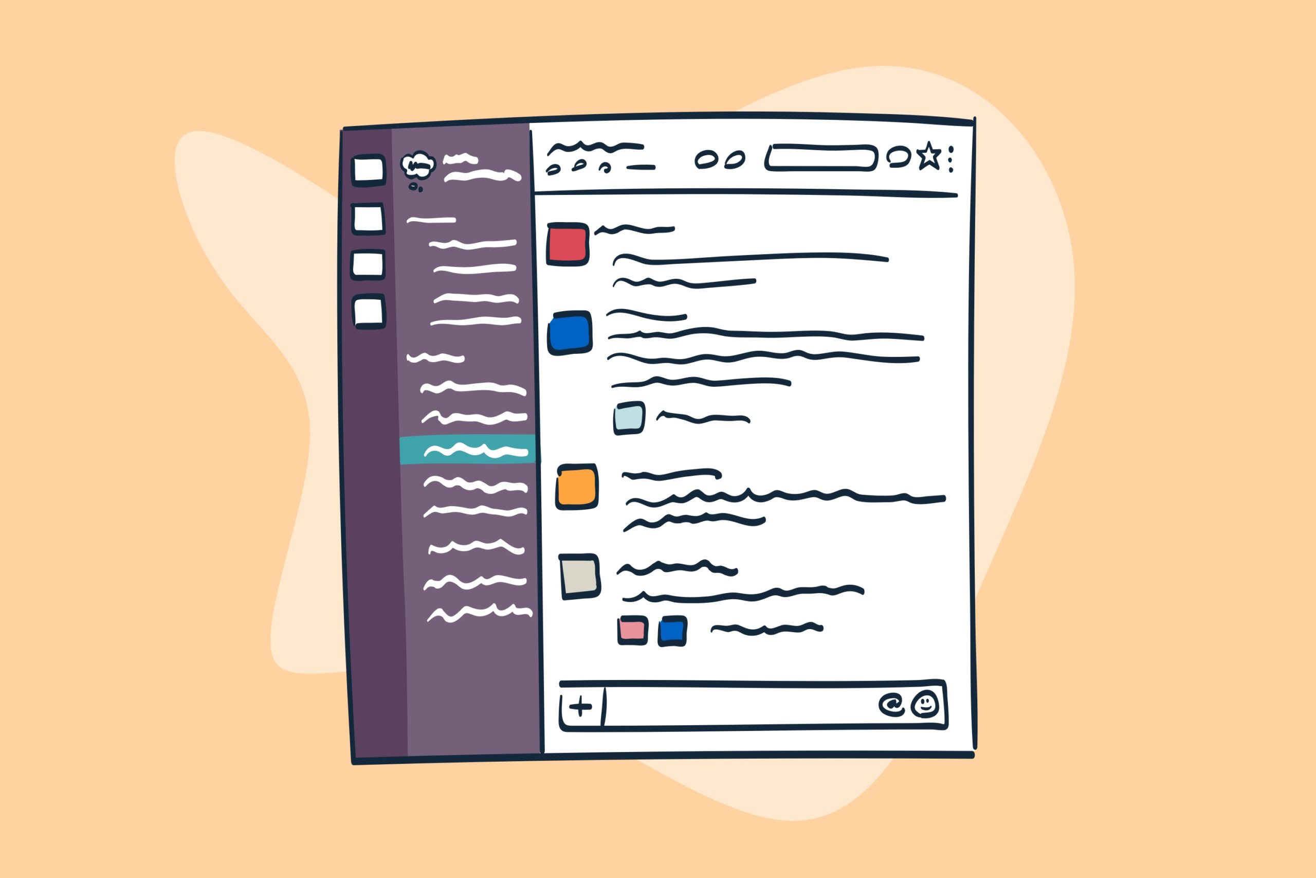 wireframe of instant messaging communications application