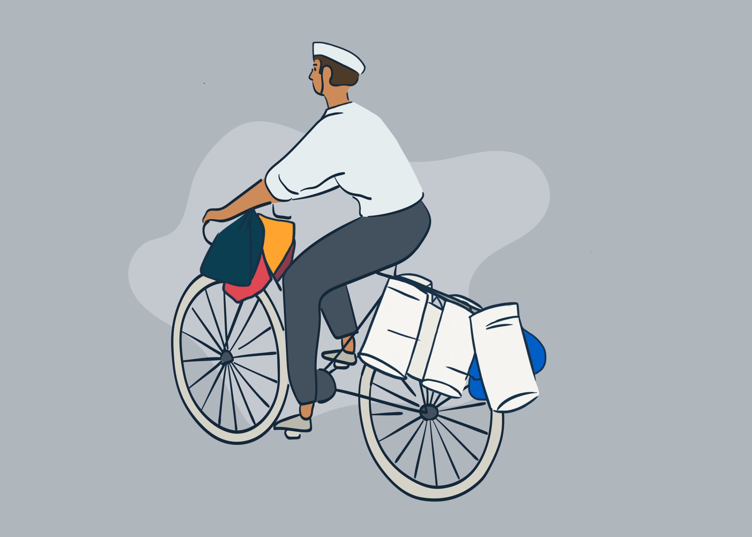 Dabbawala riding a bicycle