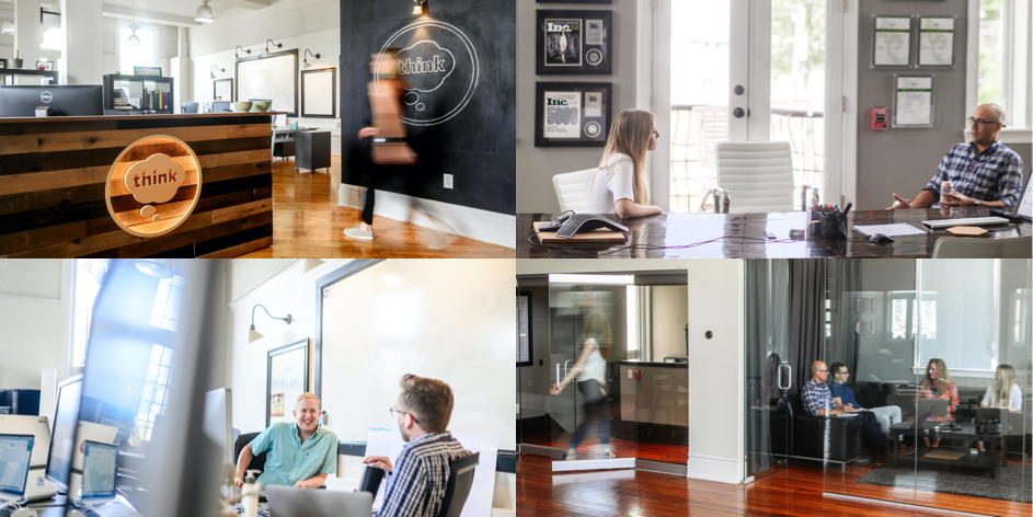 4 images in a grid of Think Company's Conshohocken studio space