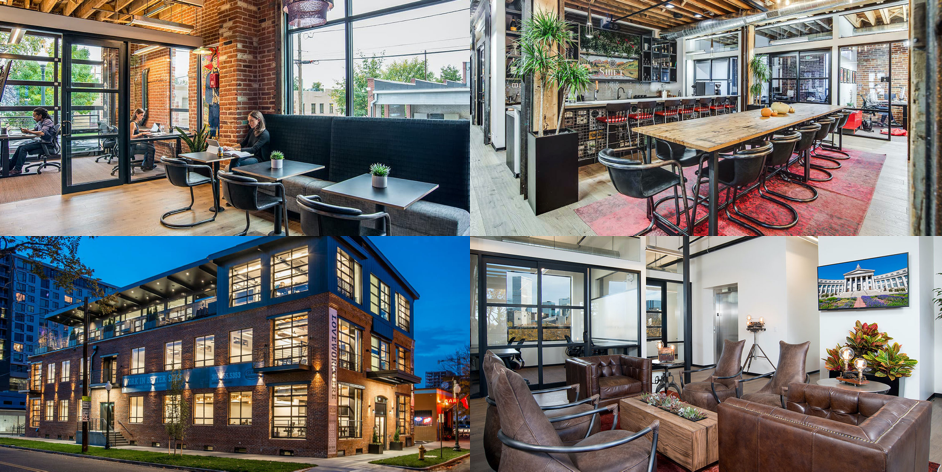 four image grid of Shift Bannock studio space where Think Company works in Denver