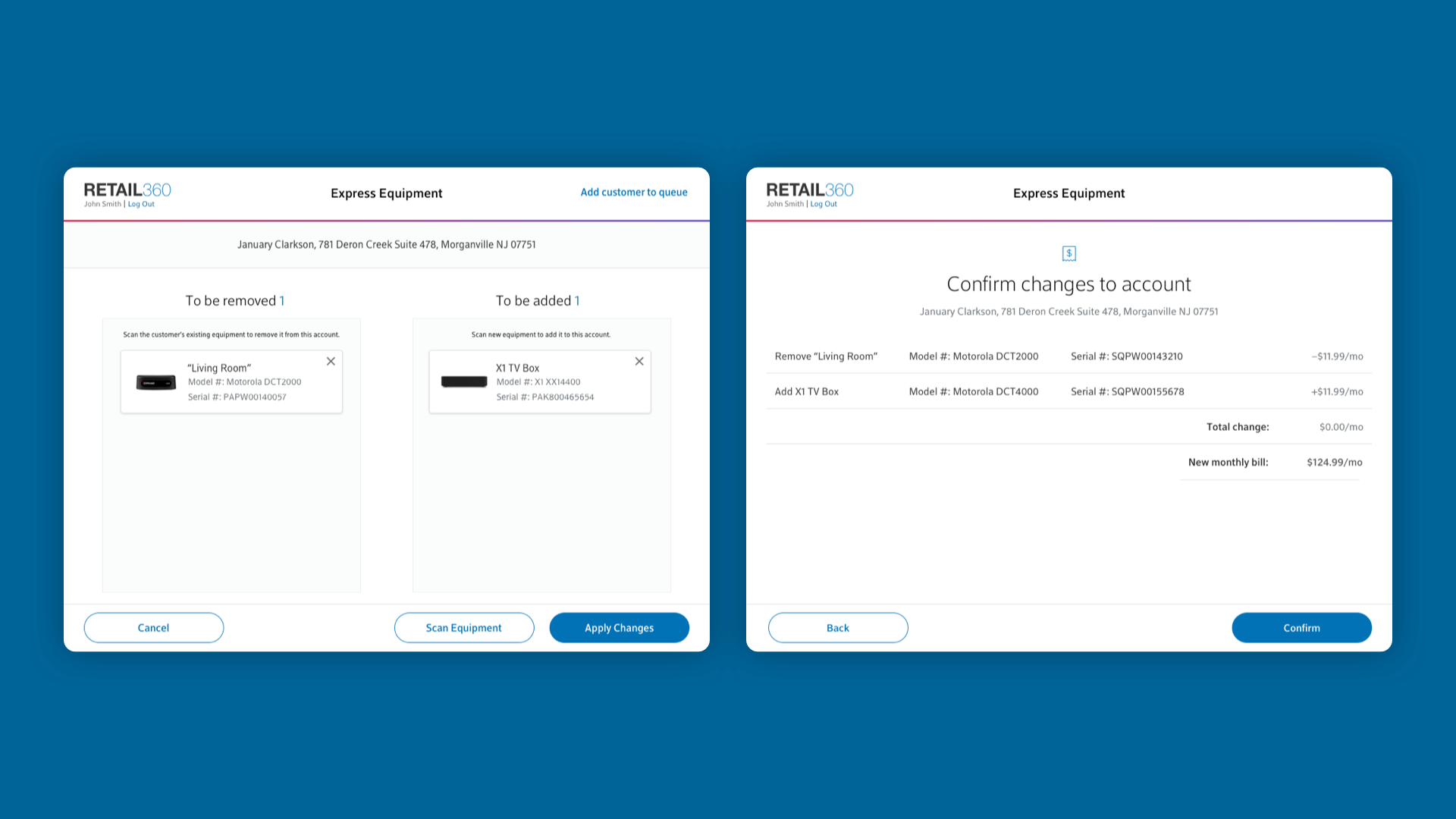 Order screens for modems