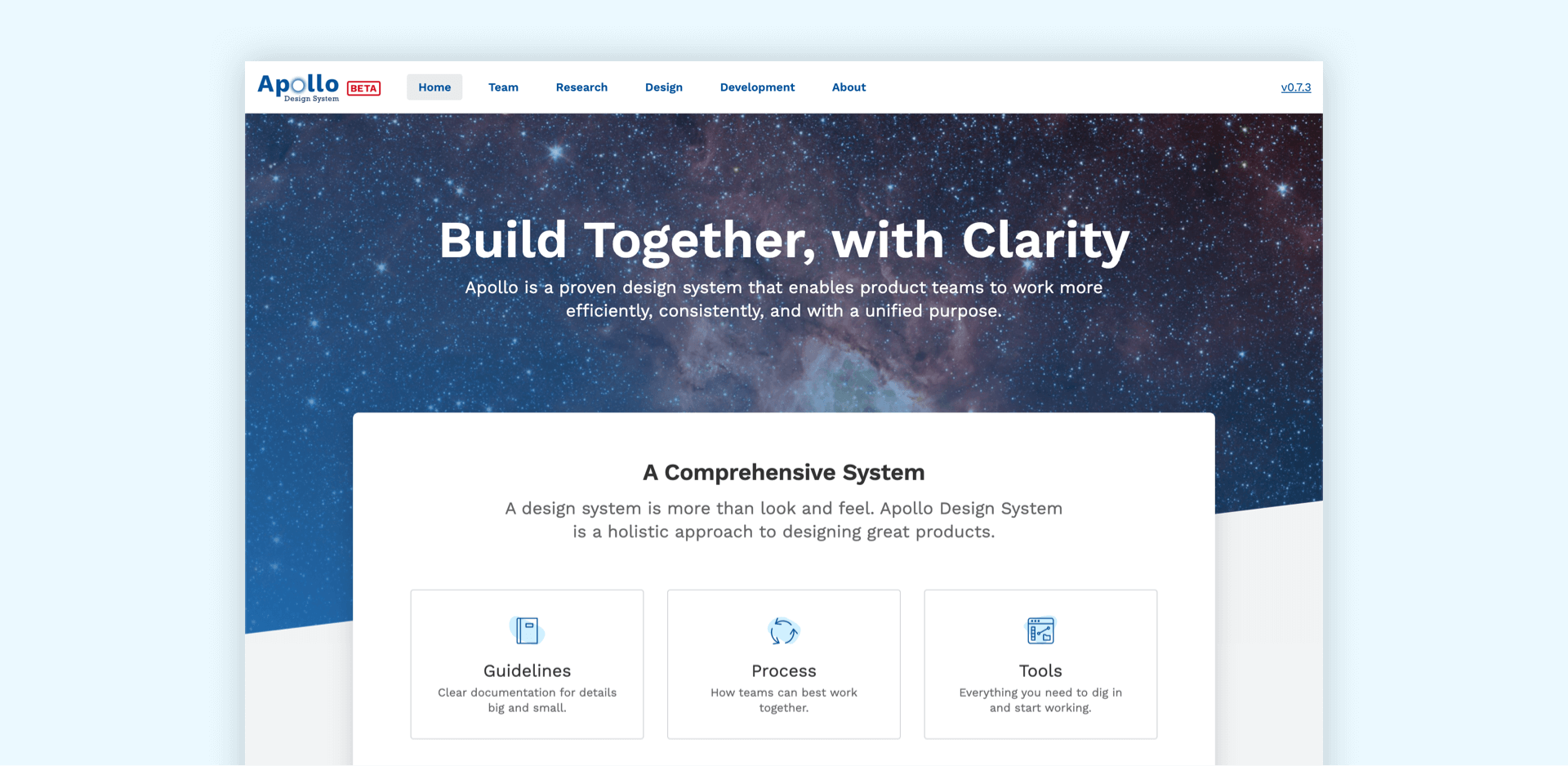 example homepage design system