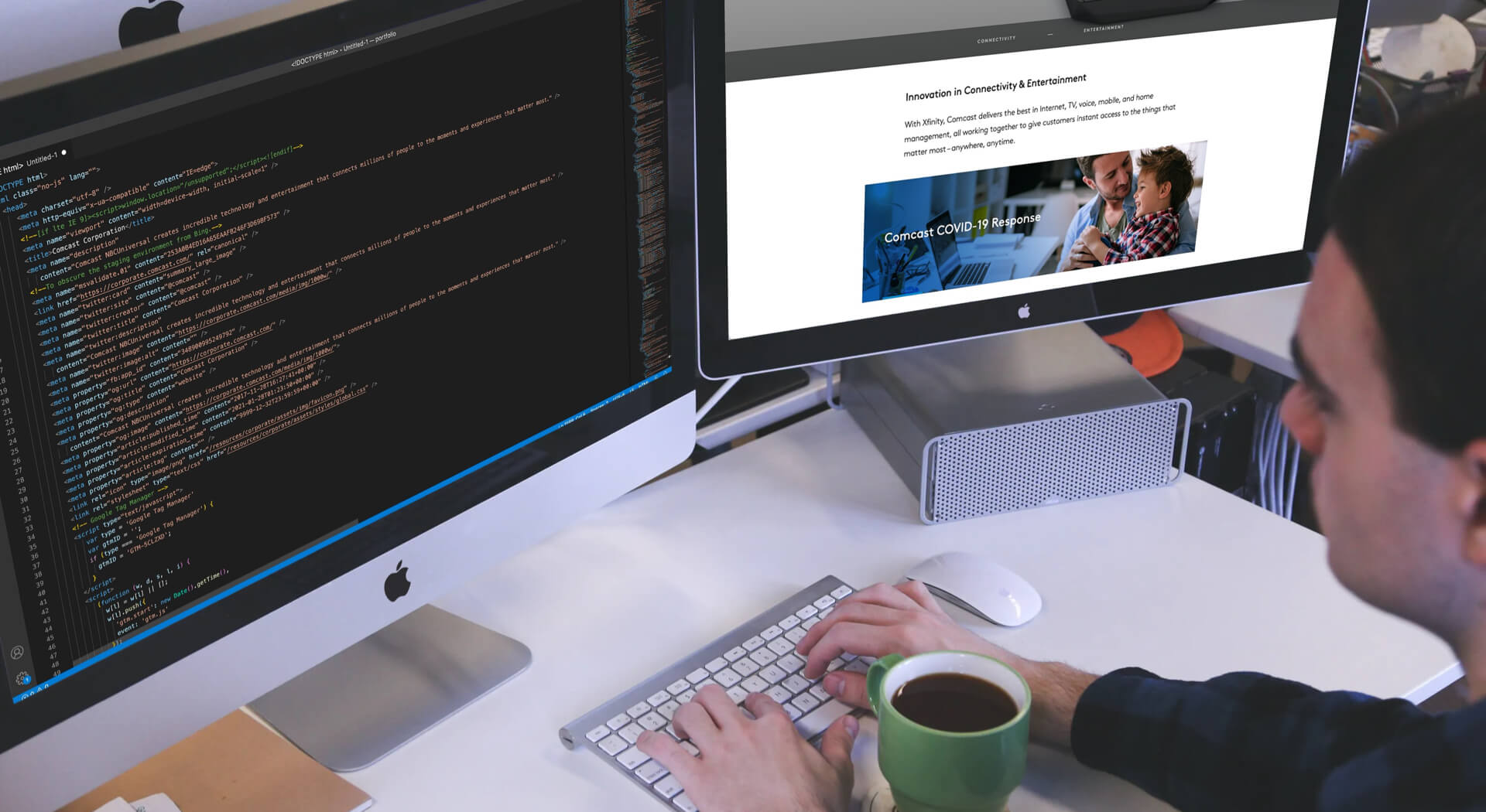person coding on a computer