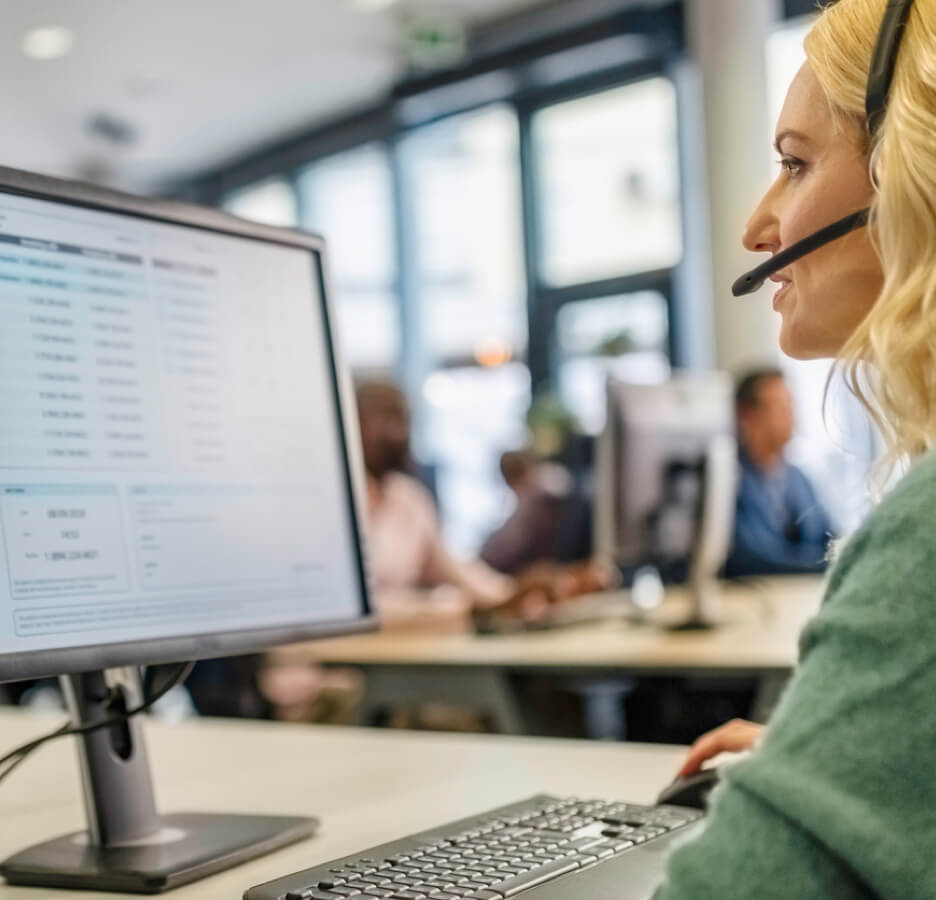 Employee taking a call from a customer