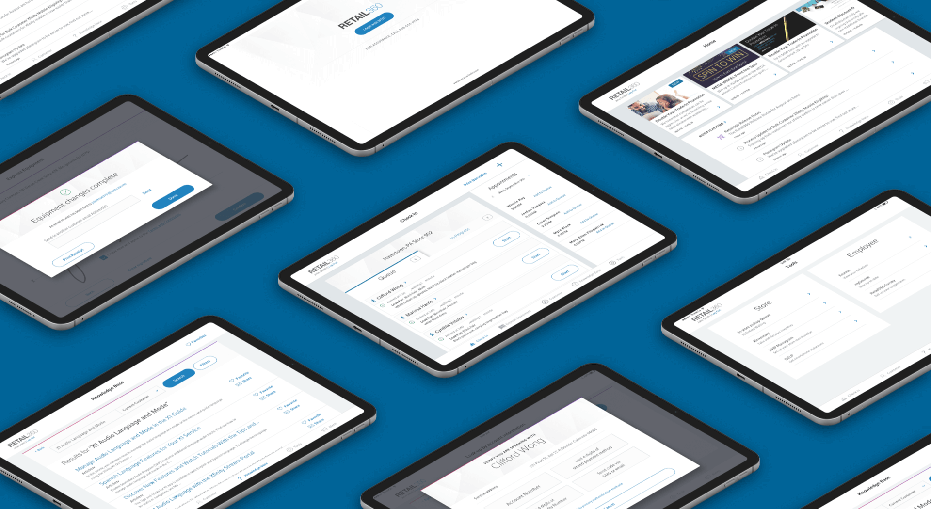 various screens on tablets