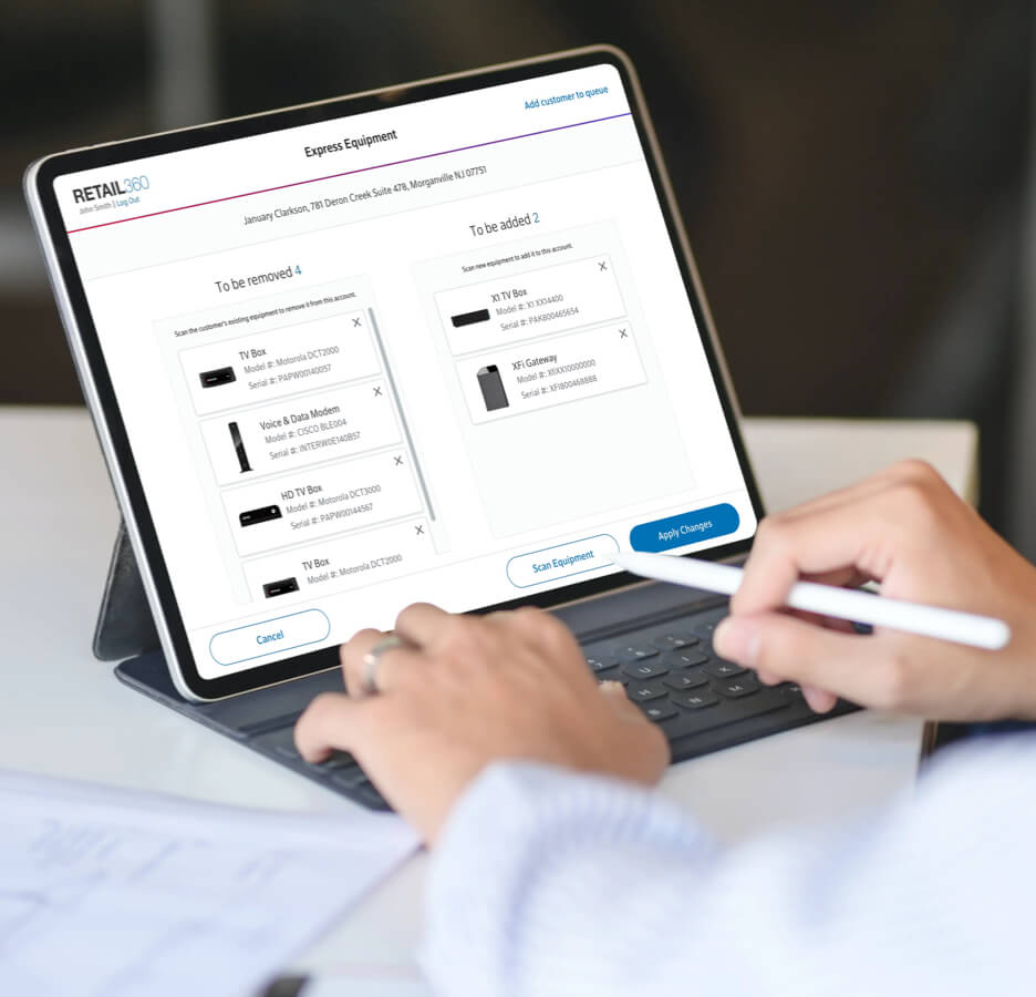 person navigating a service design interface on laptop