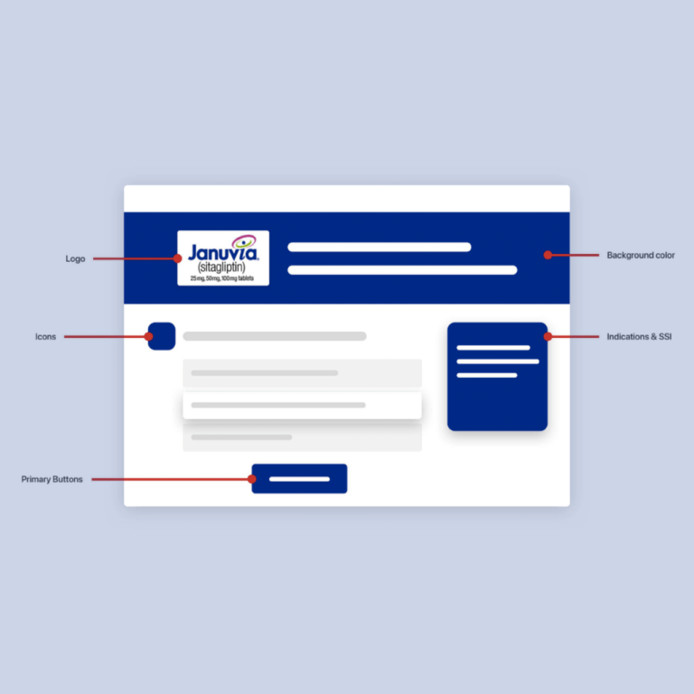 Lo-fi wireframe of a Merck product's website