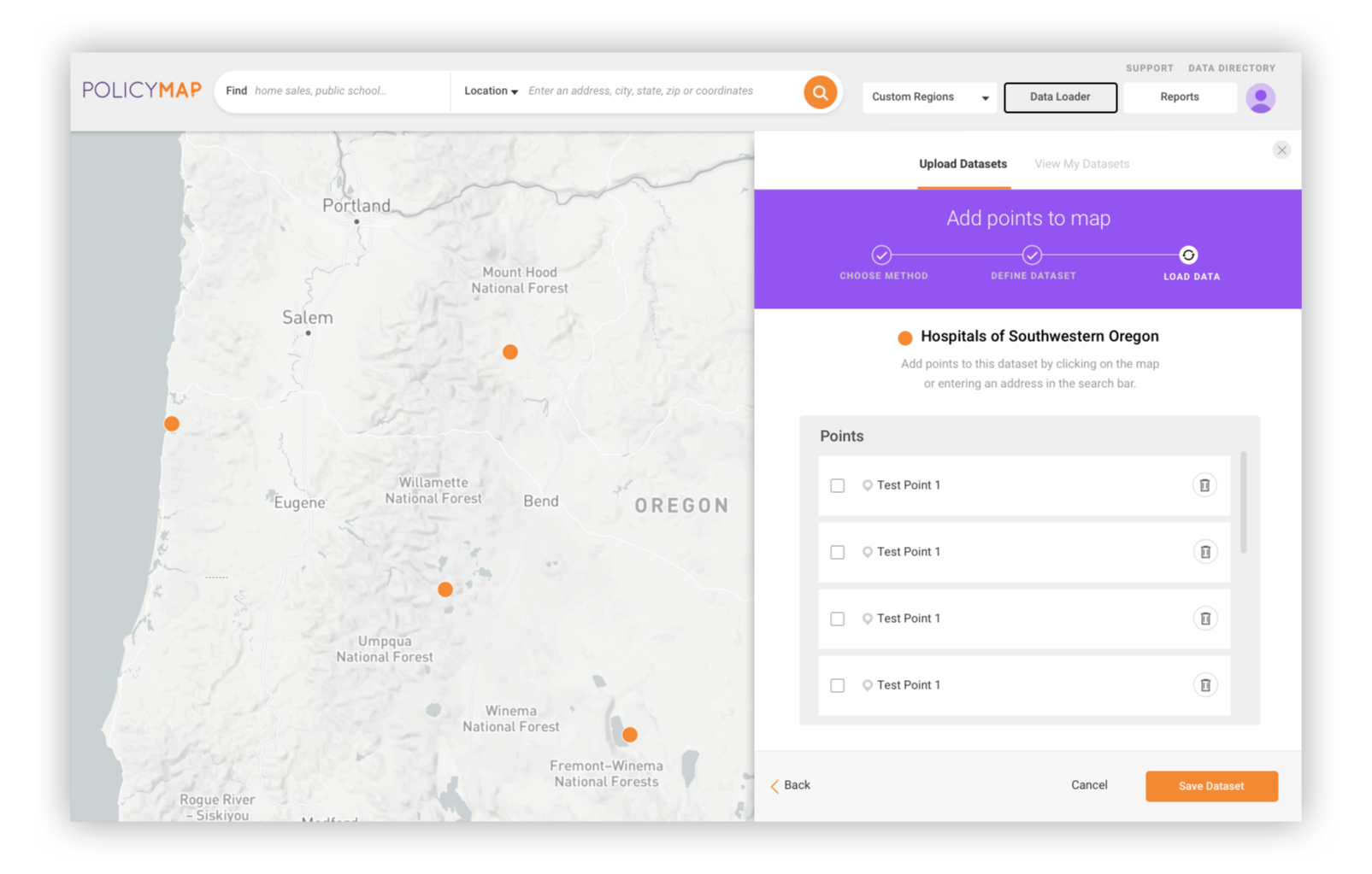 screenshot of how to add points to interactive map