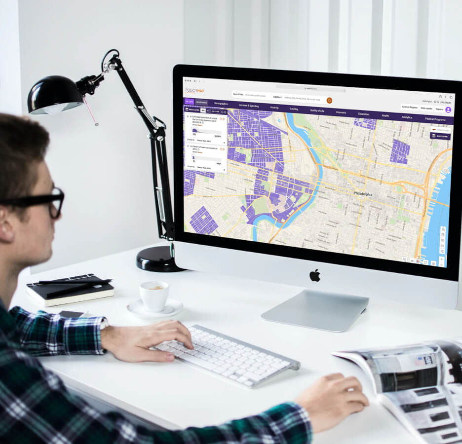 Person exploring mapping interface
