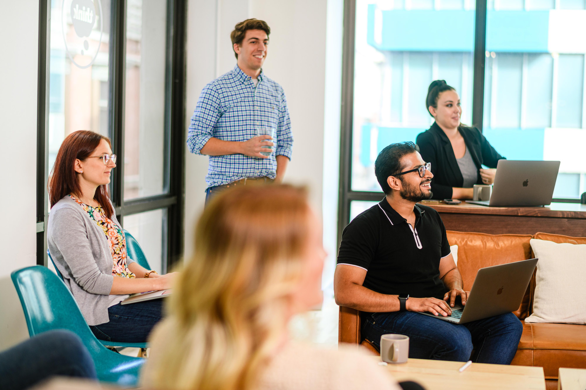 People working in a conference room