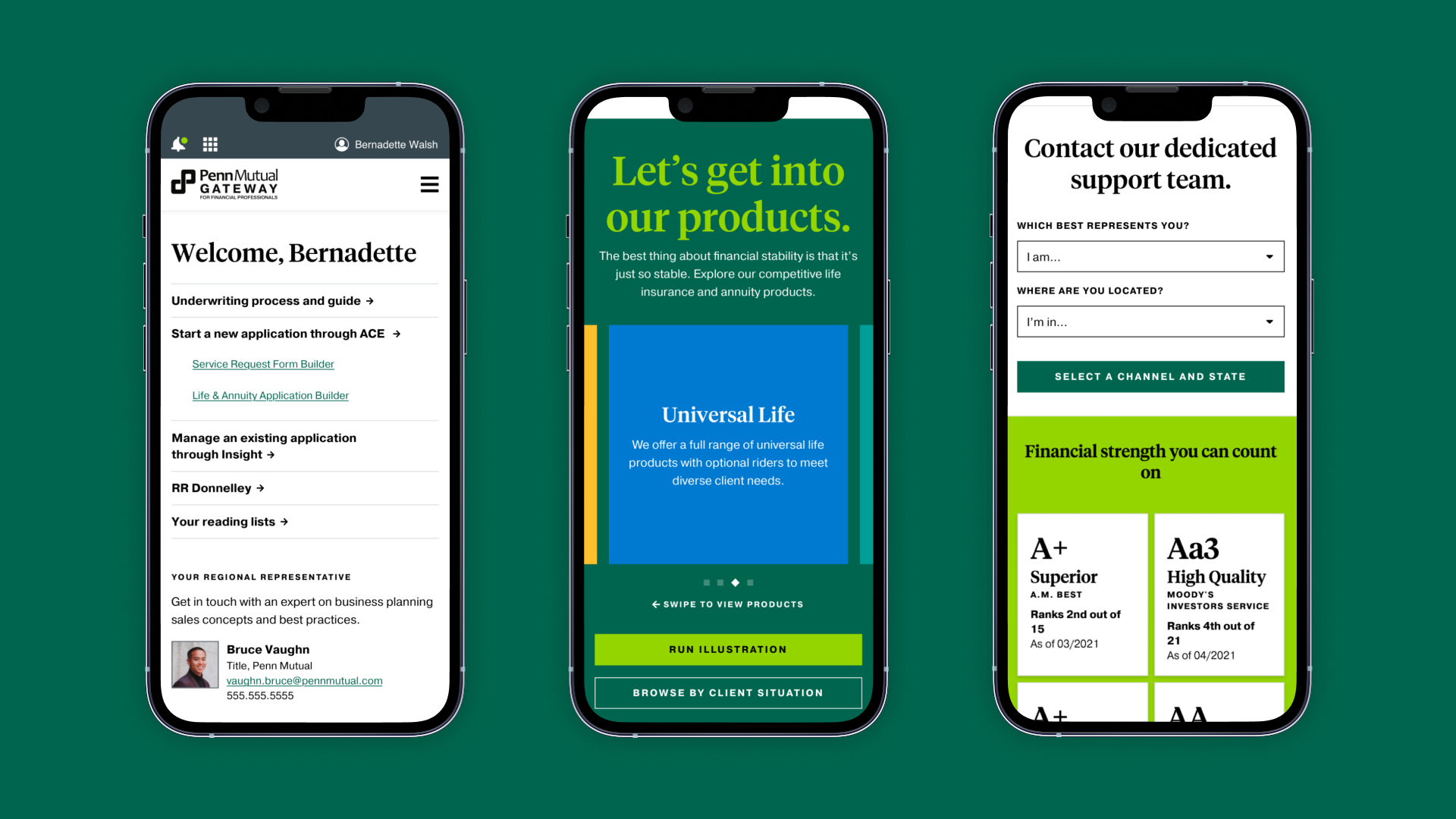 Mobile views of a financial services customer website
