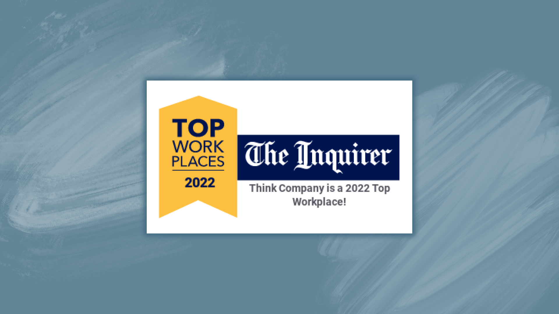 Philadelphia Inquirer Top Workplaces Badge on a blue background