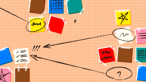 Illustration of sticky notes depicting an affinity mapping exercise