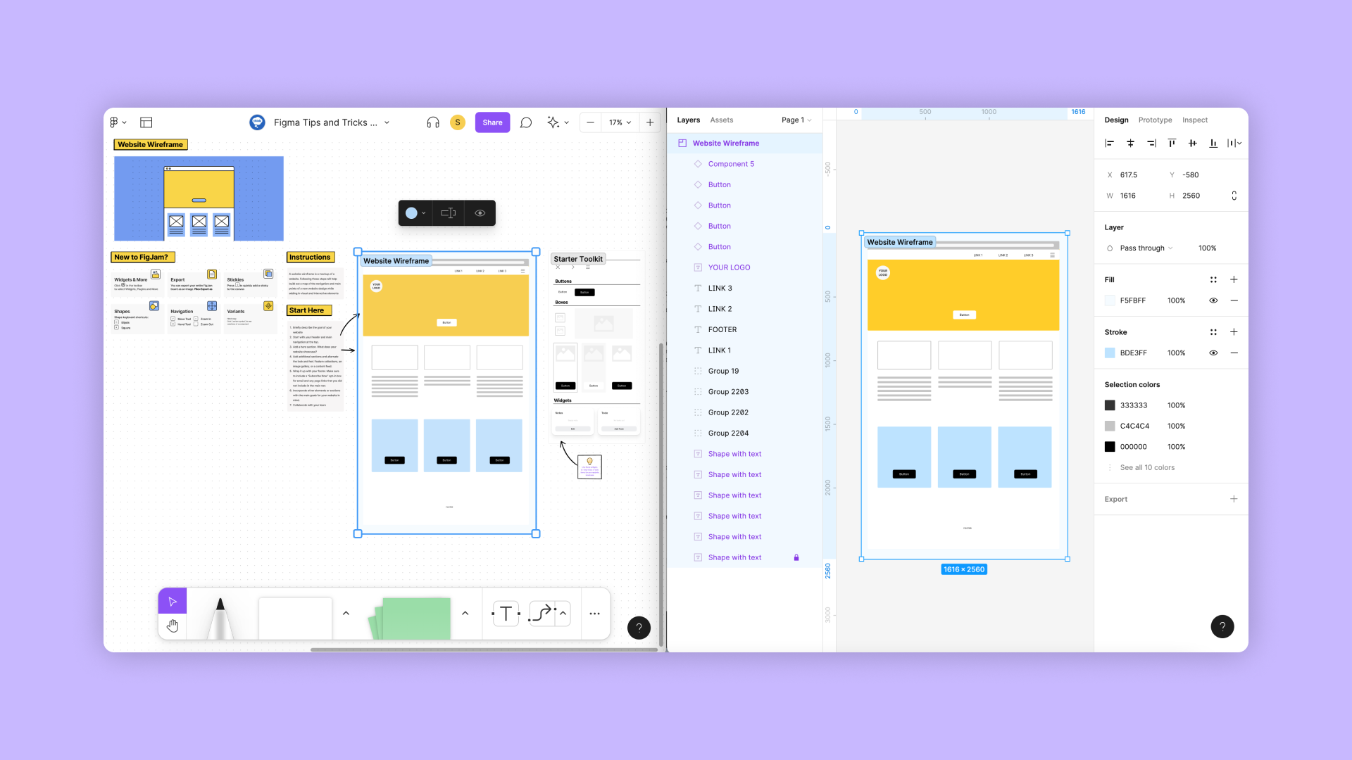 Figma screen with example of copying something from Figma to FigJam