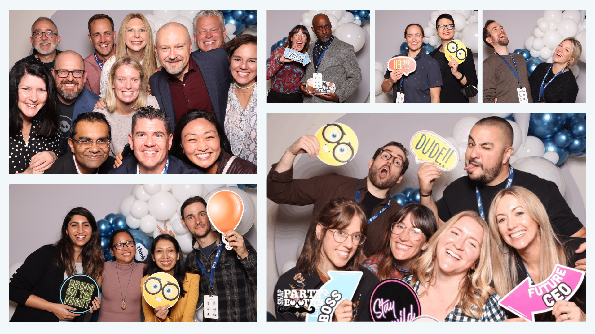 Photo collage of people celebrating at Think Company's 15 year party