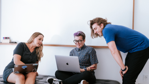 People working together on a laptop