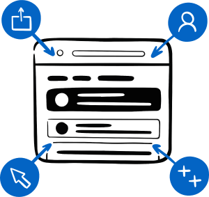 An illustration of a webpage with accessibility icons