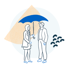 Illustration of someone holding an umbrella for another person