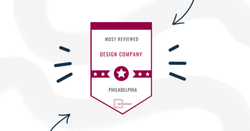 Manifest most reviewed design badge on illustrative background