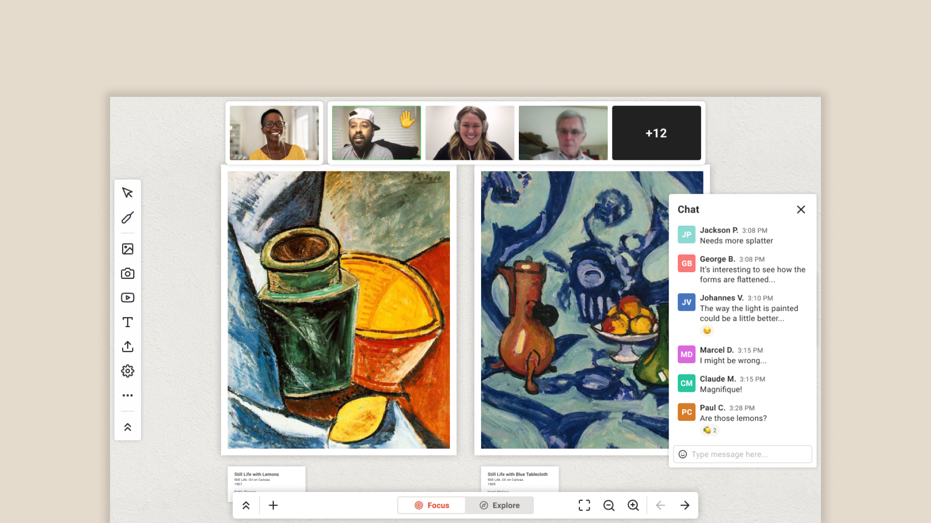 Online art education tool with remote attendees