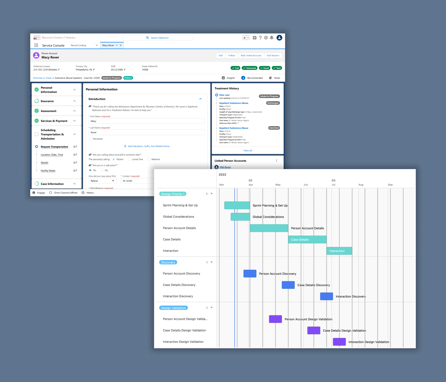 Patient input portal and journey map for a rehabilitation center